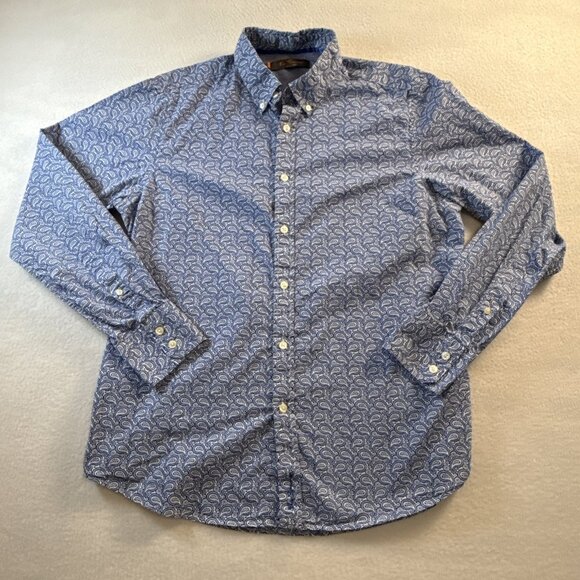 Ben Sherman Other - Ben Sherman Mens Button Down Shirt XL Paisley Long Sleeve Blue/White 100% cotton